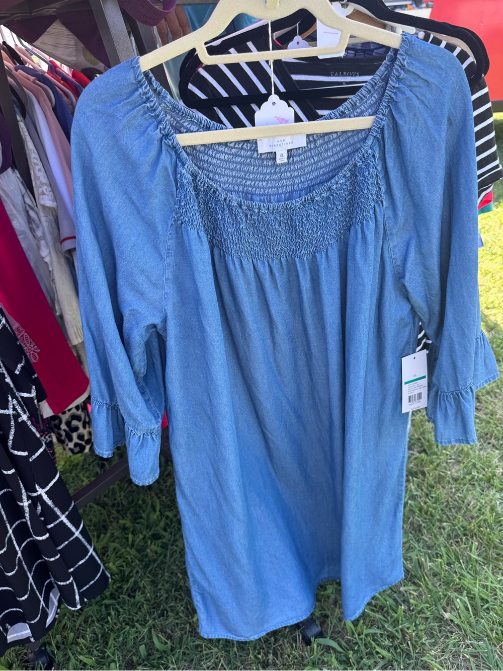 new directions Light Blue Denim Peasant Tunic
